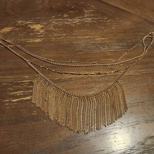 Elegant Gold Fringe Necklace